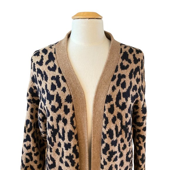 Sincerely Jules Leopard Print Open Cardigan Sz L Long Duster Mobwife - Picture 2 of 12